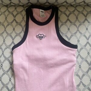 PINK Victoria's Secret Women's Pink and Black Tank Top